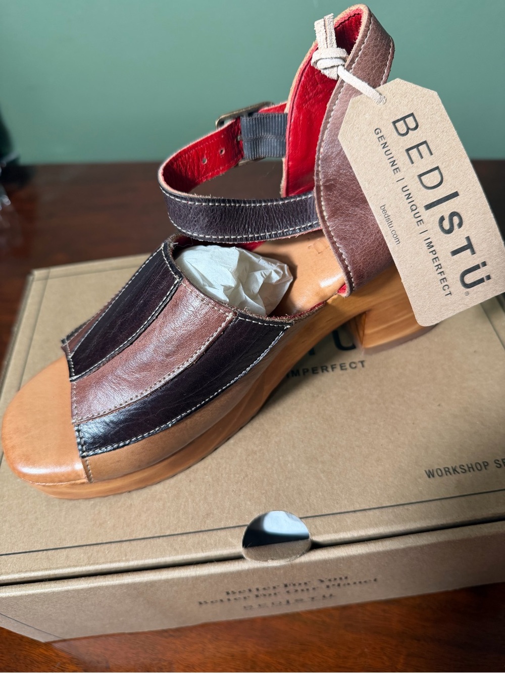 Bed Stu Jetsetter Cold Brew Rustic Platform Heels Sz 8.5 NWT - Picture 4 of 16